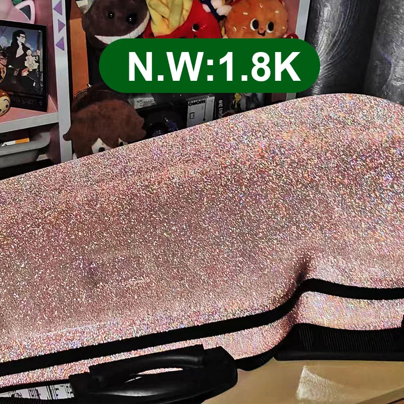 

1.8KG Sparkling Pink 4/4 Carbon Fiber Violin Box, Princess Pink Cute Hard Box with Shoulder Strap and hygrometer