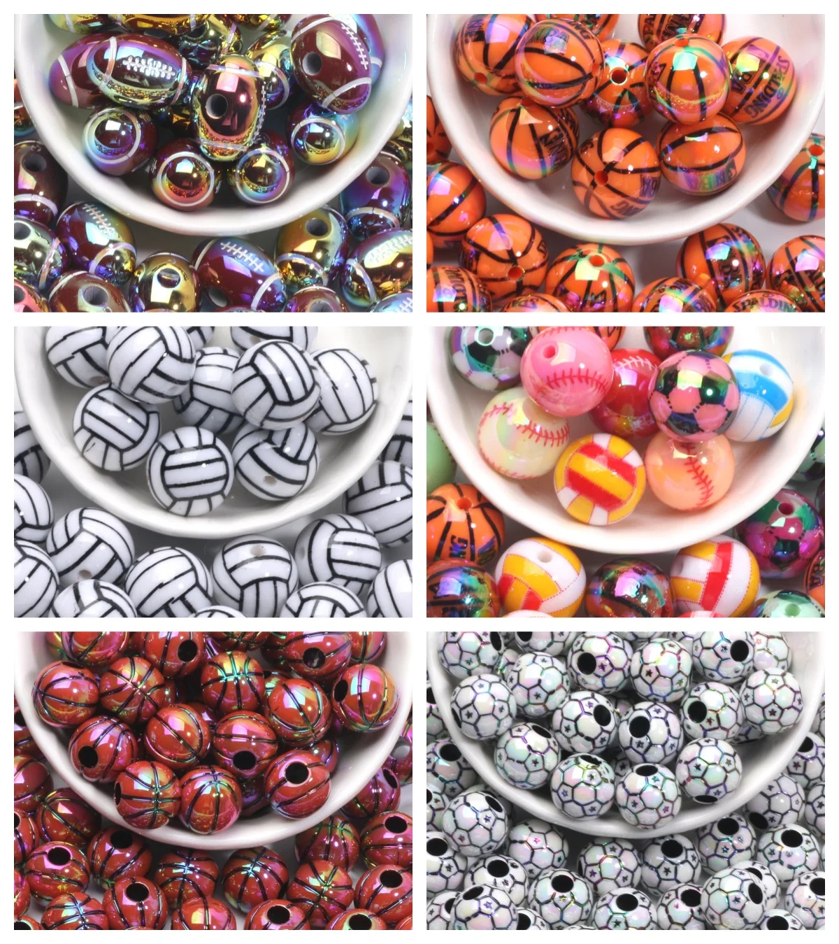 10 Stück gemischte Farbe Acryl perlen Sport ball Charm geformte Perlen für Schmuck hand gefertigte DIY Armbänder Halsketten Schmuck Zubehör
