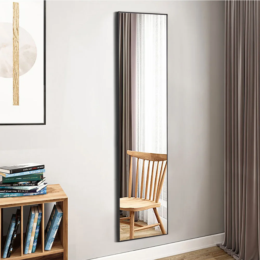 【Lifeideas】مرآة عصرية بإطار نحيف بطول كامل مع حامل، مرآة أرضية بإطار من سبائك الألومنيوم، لغرفة النوم #5