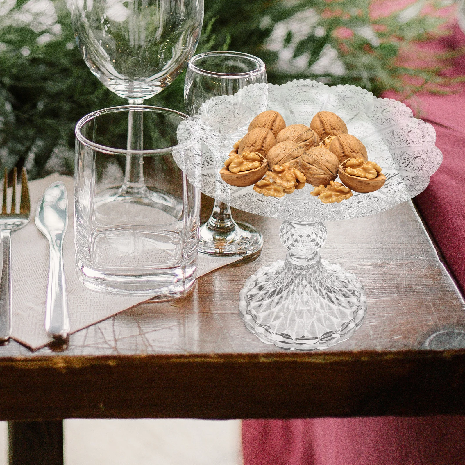 

Footed Fruit Tray Glass Cake Stand Candy Bowl Dessert Display Appetizer Serving Plate Appetizer Serving Tray Footed Bowl