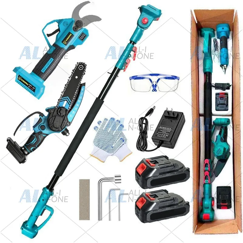 Cordless High Branch Saw  Powered Long Pole Pruner Electric High Altitude Tree Trimming Garden Power Tool