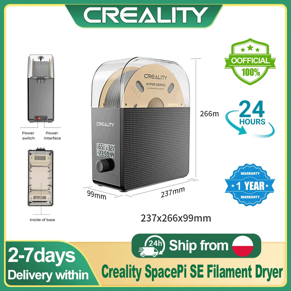 Neuer Creality SpacePi SE Filament-Trockner für 1 kg Filament für FDM-3D-Drucker, mit verbessertem Temperatur- und Feuchtigkeitssensor, Filament-Trockenbox