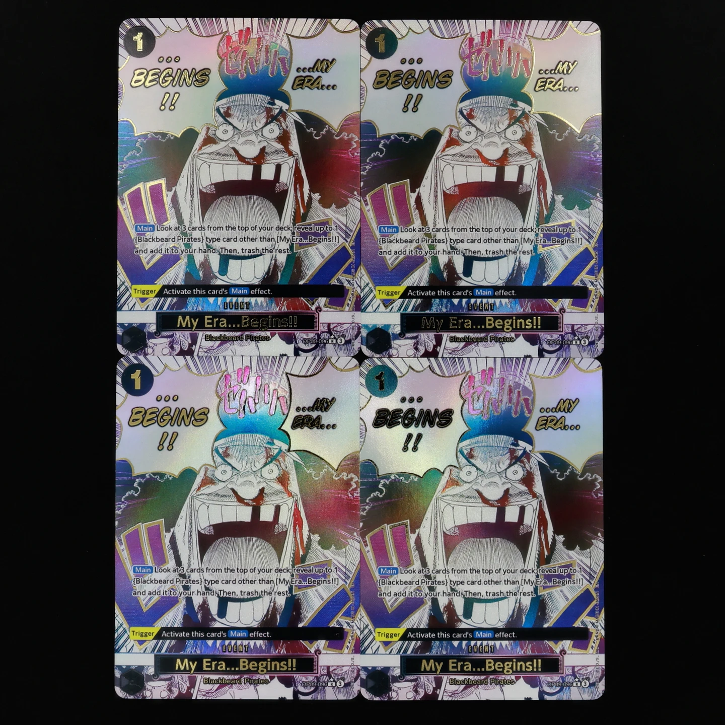 One Piece TCG OPCG English OP09-096 My Era...Begins!! 1 Cost Black Teach Event Textured Foil Card with Hot Stamping Process