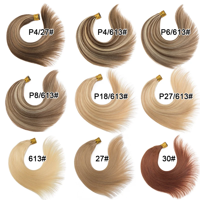 Pure Tip-Extensions de Cheveux Humains Brésiliens Remy, Lisses, 0.8g/ 1g/Brin, 50 Supports