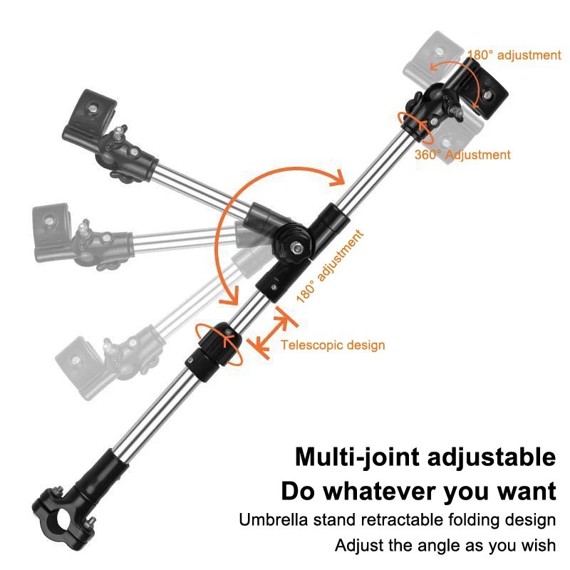 360° Rotatable Umbrella Holder Stainless Steel Connector for Wheelchair Bicycle Stroller Rain Gear Accessory view 6