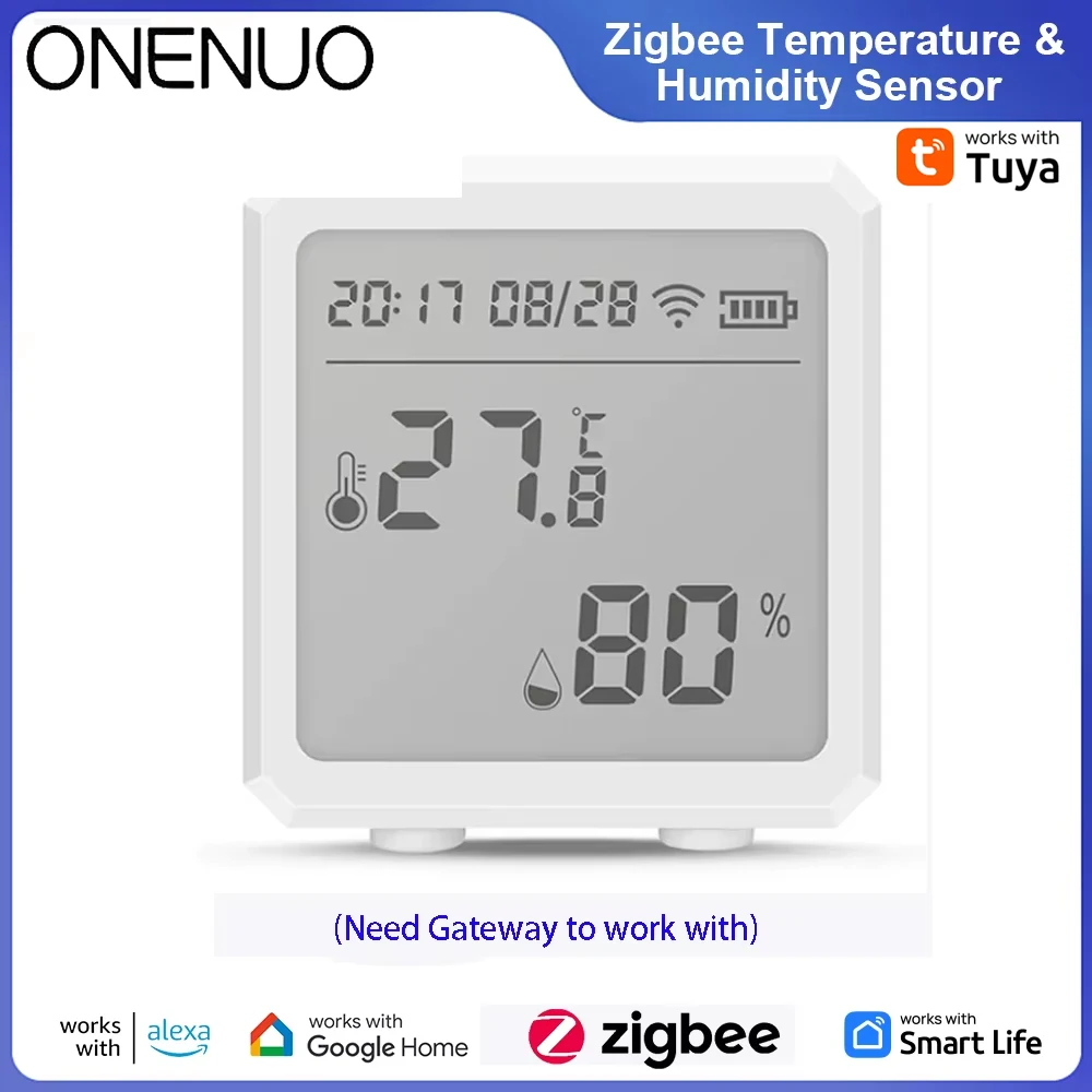 Tuya Zigbee Temperatur-Feuchtigkeitssensor mit LCD-Bildschirm, digitales Display, kabelloses Thermometer, funktioniert mit schwarzer oder weißer Farbe