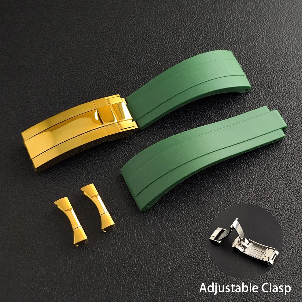High Quality 20mm Watch Strap And Curved Watch Strap Ends Adjustable Rubber Watch Strap Fits 20mm Width VK63 Case Watch Parts image 3