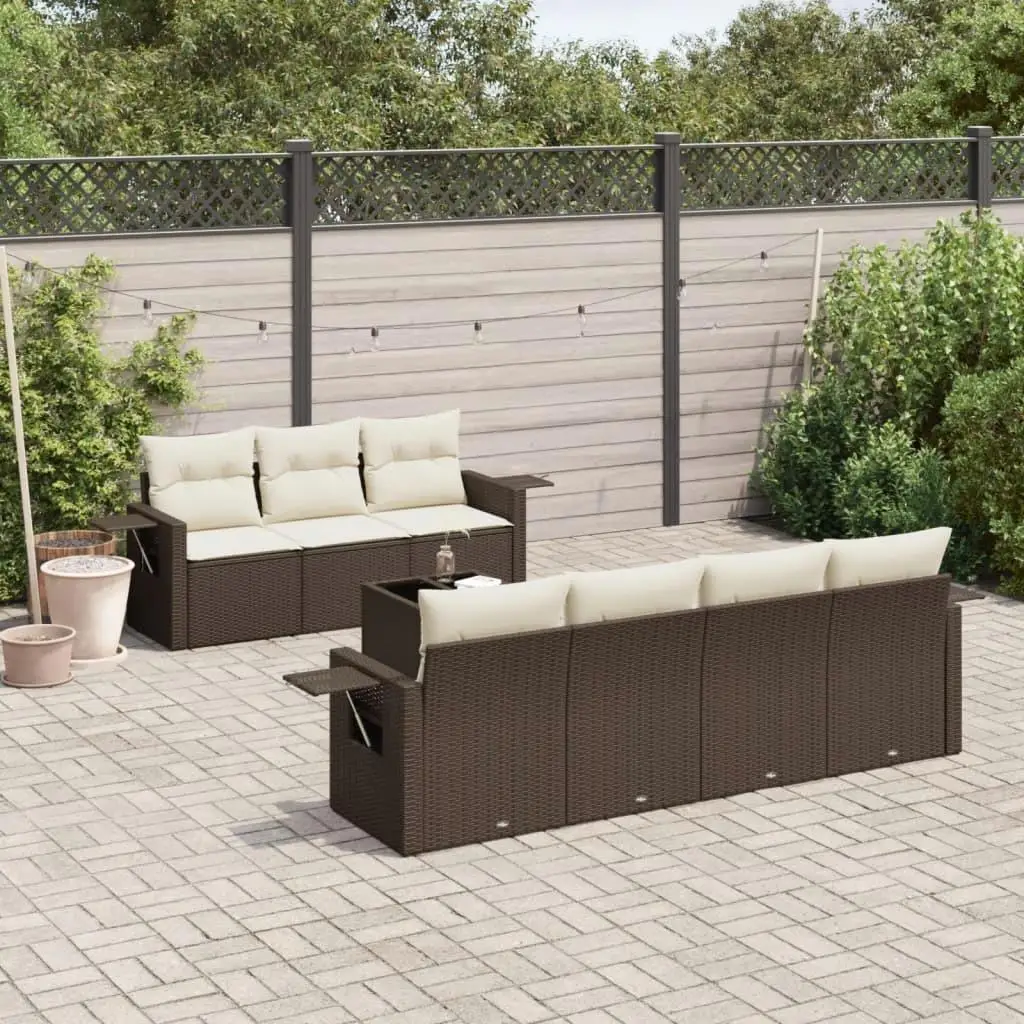 

Cozy Brown and Cream Garden Sofa Set Outdoor Furniture Stylish Seating for Patio Balcony Durable Cushions