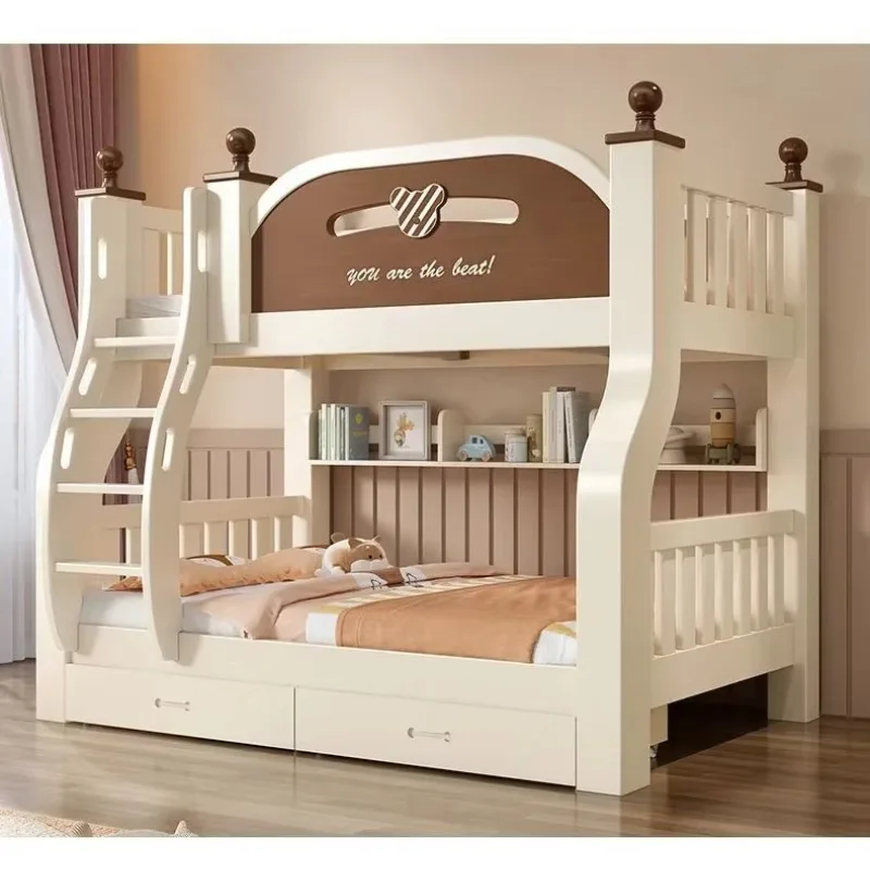 أسرة علوية وسفلية، أسرة بطابقين، متعددة الوظائف، جميعها من الخشب الصلب، بطابقين مرتفع ومنخفض