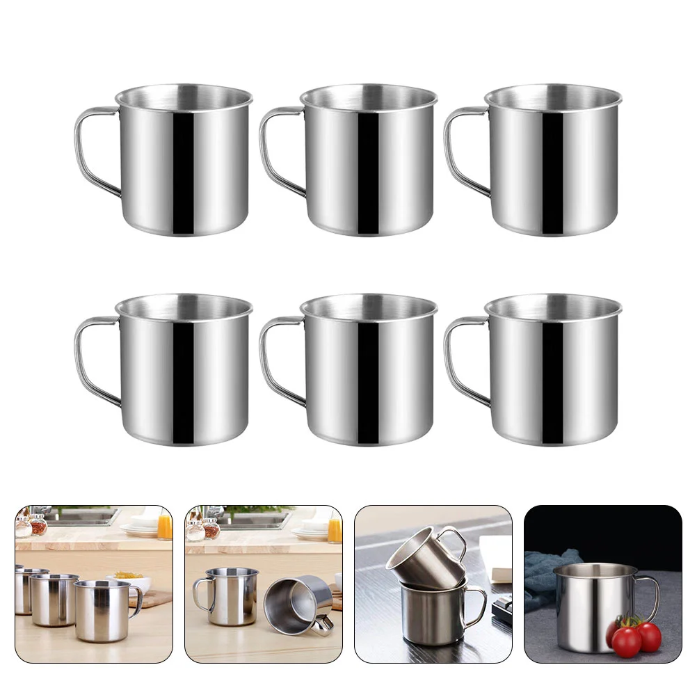 6 Pcs Children's Stainless Steel Water Cup Heat Resistant Cups Kids Concentrate Special Tea Coffee Mugs for Picnicking