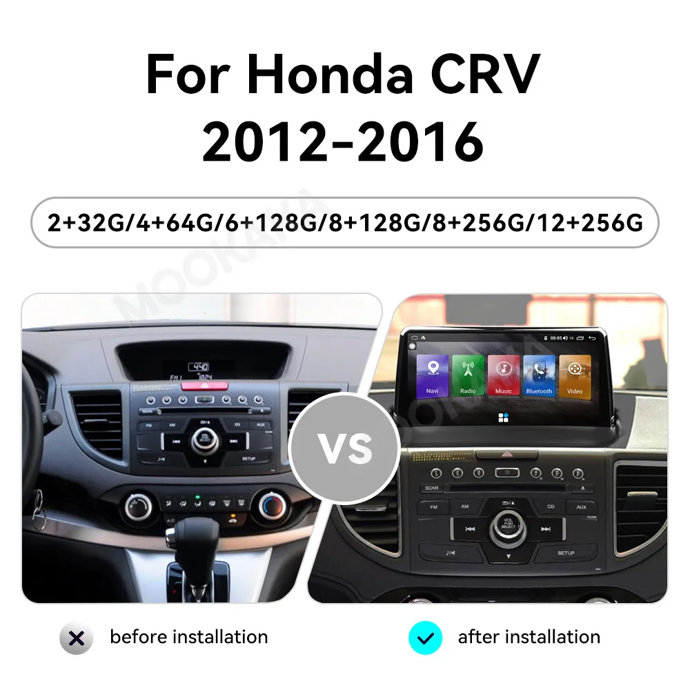 For Honda CRV 2012 - 2016 Car Radio Multimedia Player Wireless Carplay Android Auto Autoradio Stereo GPS Navi Head Unit WiFi 4G