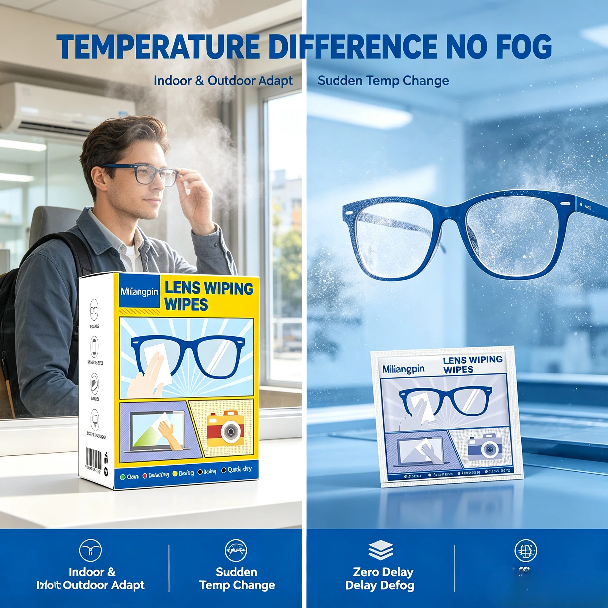 Portable Anti-fog and Anti-dust Cleaning Wipes for Glasses; a Single Sheet Provides Long-lasting Water-spot-free Lenses. image 6
