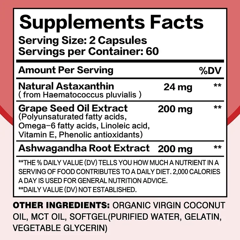 Natural Astaxanthin - Supports Eye, Skin, Joint, Heart and Immune Health, Antioxidant, Non-GMO