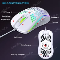 Honeycomb Wired Gaming Mouse RGB Backlight 7200 Adjustable DPI Ergonomic USB Computer Mice for Windows PC & Laptop Gamers 6
