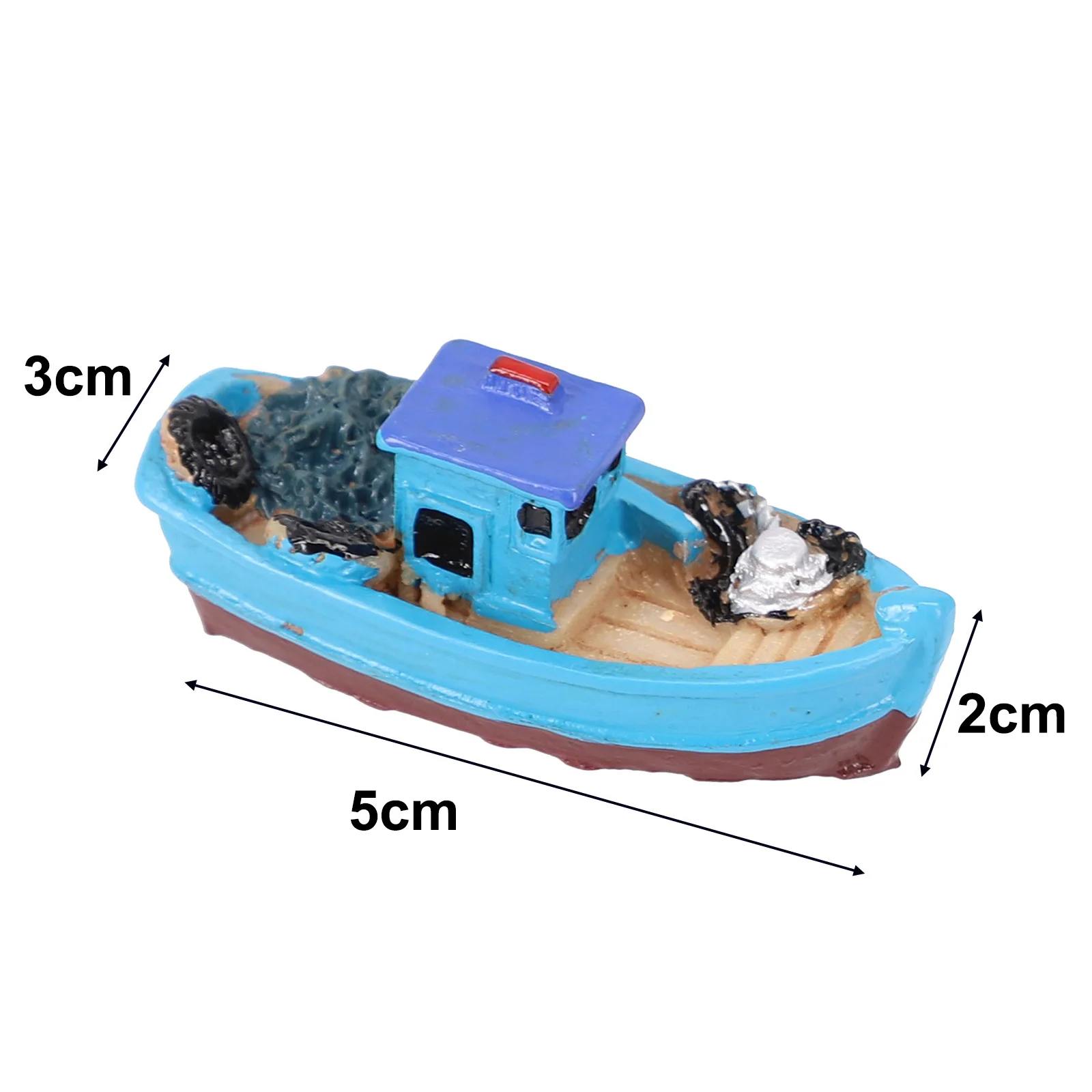 1Pcs Miniature Mini Boat Model Fishing Ship Toy DIY Craft Home Tabletop Decoration 2*3*5cm Garden Swimming Pool Ornamentation