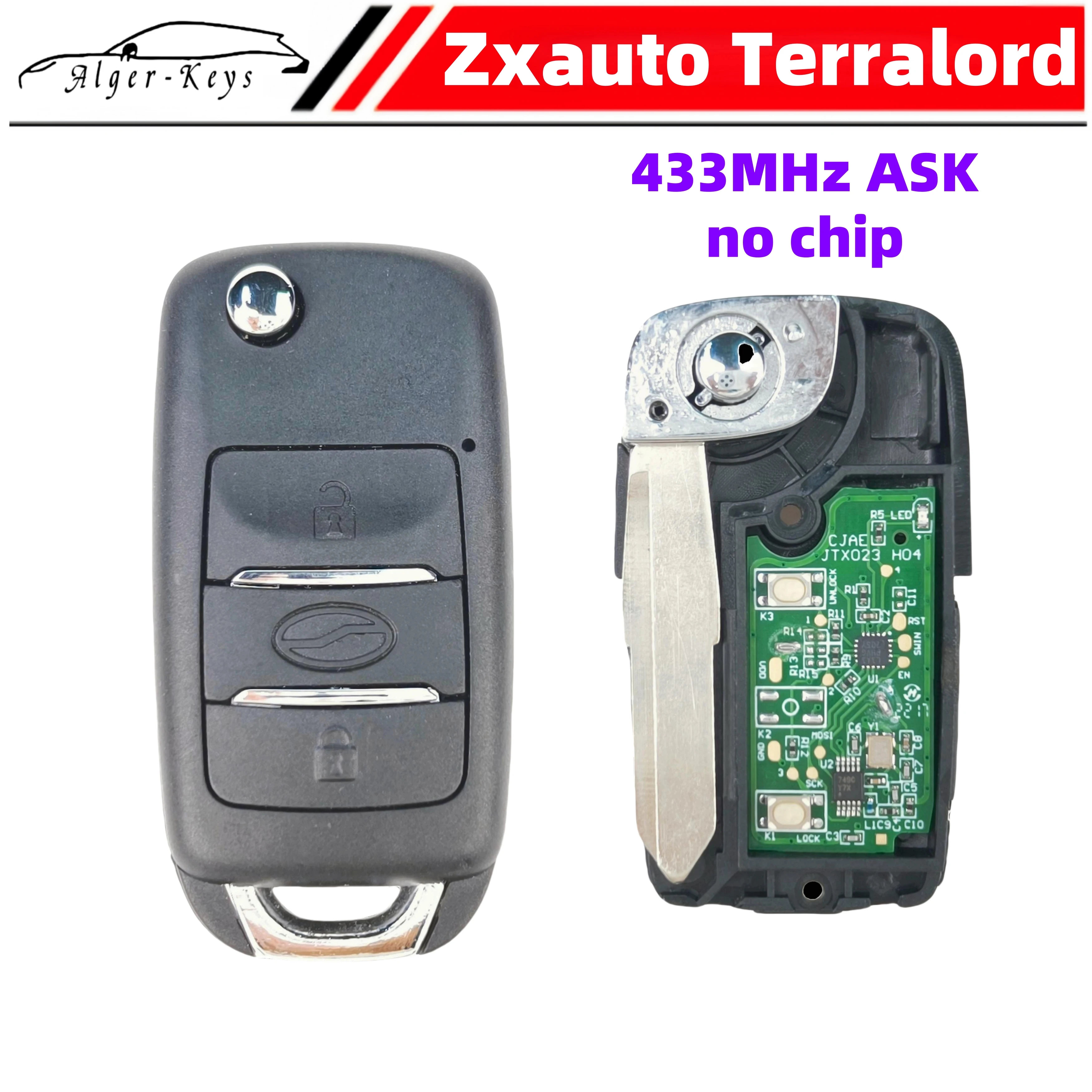 Algernon-keys Original Remote Smart Key 3 Button for Zxauto Terralord 433MHZ ASK No Chip