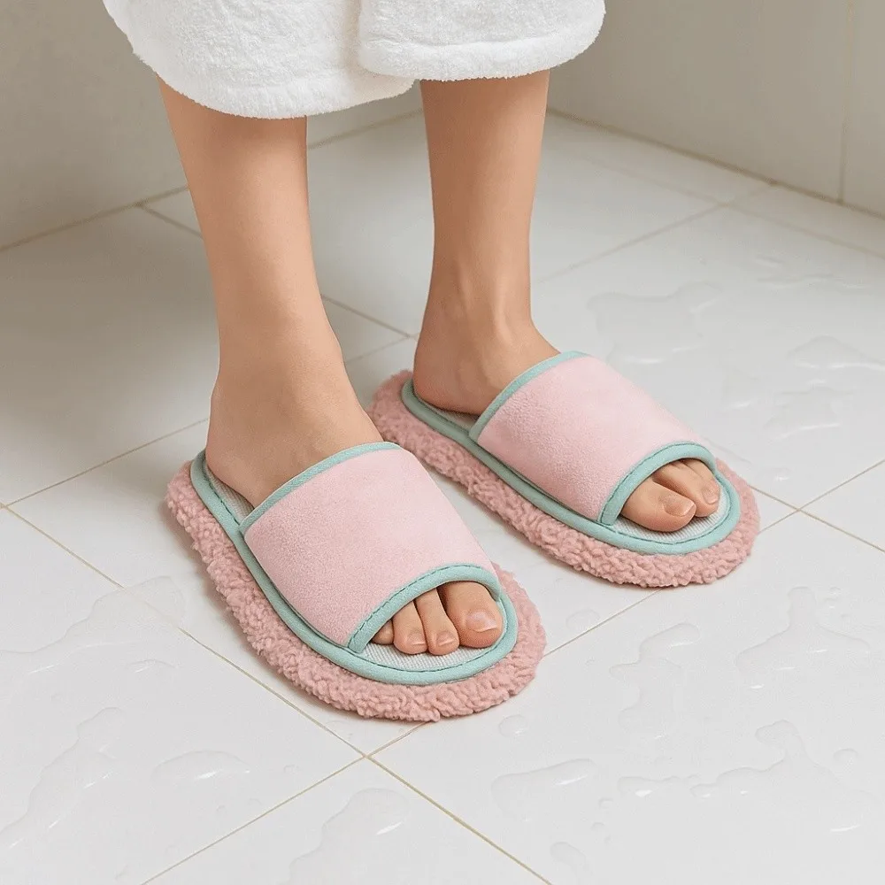 

Home Shoes Detachable Microfibre Mop Slippers Washable Creative Tile Cleaning Slippers Open Toed Soft Lazy Slippers Wood Floor