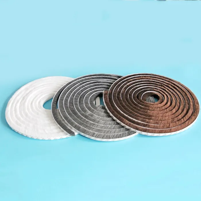 9x23mm 10meters/lot White/Gray/Brown Door Window Draught Excluder Brush Weather Strip Seal Tape 3M Gum Burlete Foam Seal Strip