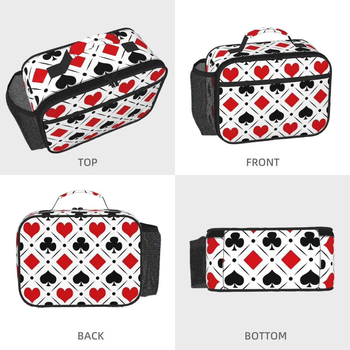 Playing Card Suits Symbols Insulated Lunch Bag for Women Office Cooler Thermal Food Box Tote Portable Lunch Boxes Container