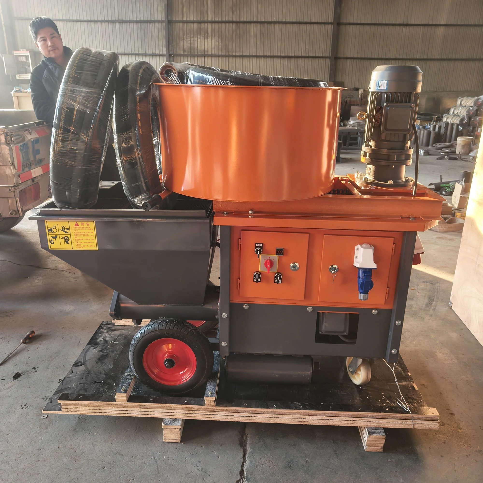 Mortar Spraying Machine Wall Plaster Shotcrete Gun Electric 380V 7.5KW 100L High-Pressure for Tunnel Support Self-leveling