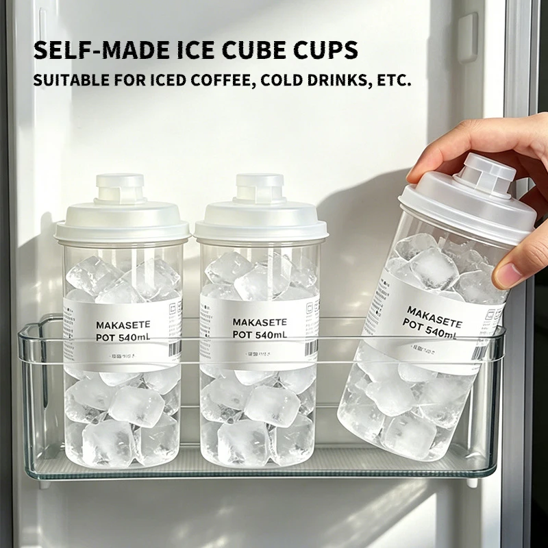 Reusable Freezable Plastic Ice Cup with Lid DIY Ice‑Making Tumbler for Coffee Beverage Portable Home Kitchen Drinkware