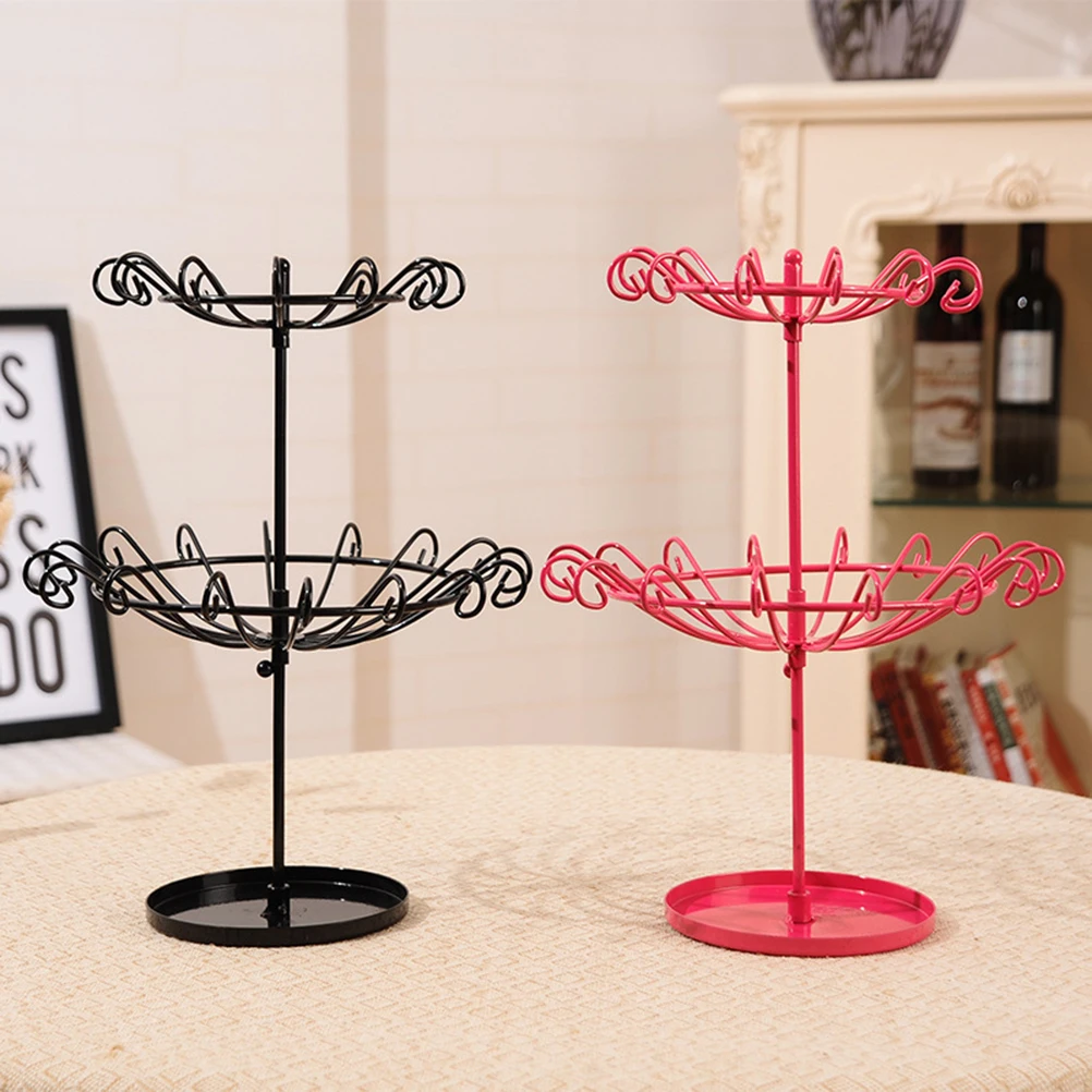 

Jewelry Rack Organizer Earring Display Wrought Iron and Necklace Holder Metal Earrings Stand