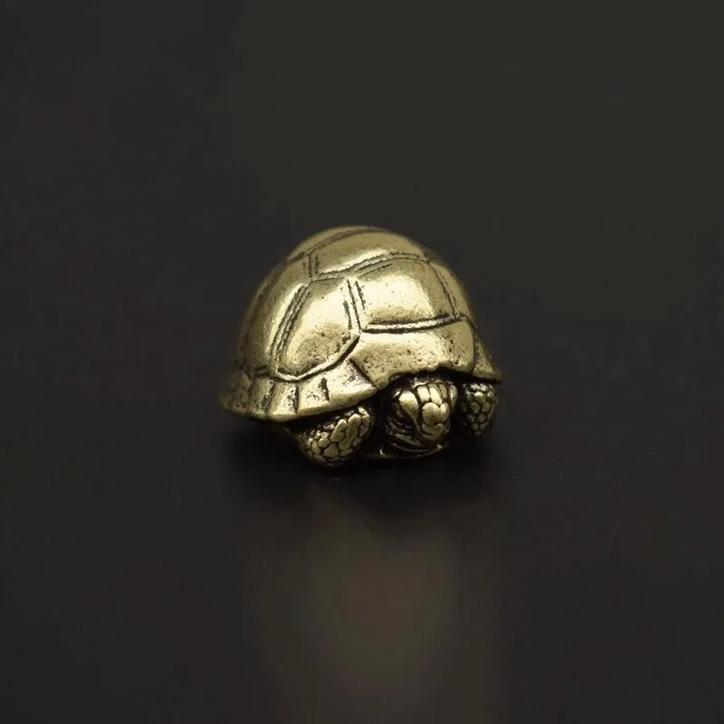 1pc Solid Brass Turtle Figurine Vintage Copper Animal Statue Feng Shui Lucky Home Office Desktop Decor Collectible Gift