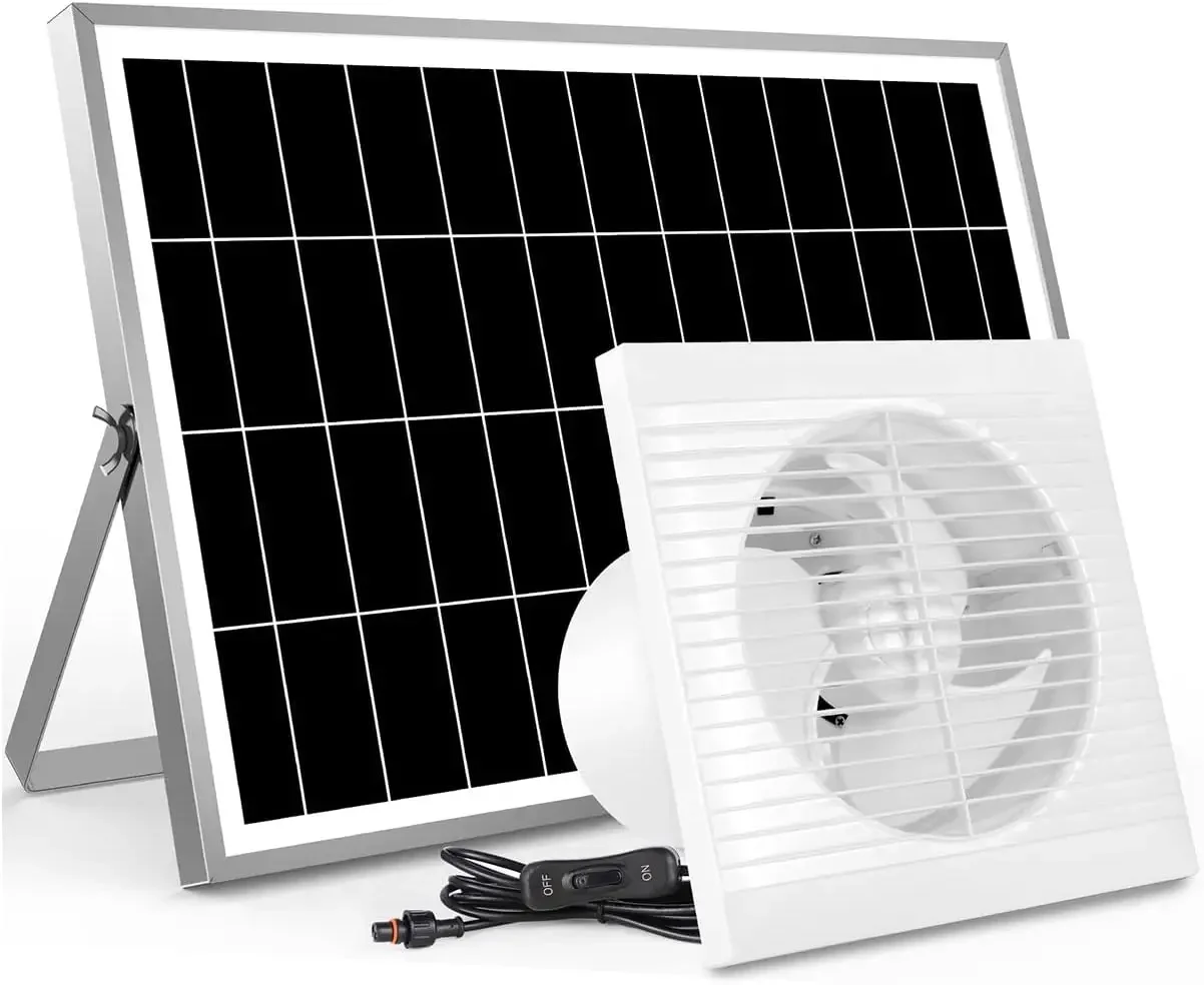 

Energy-efficient 5 Inch Solar Powered Fan Kit with IPX7 Waterproof Dual Fans, 13Ft On/Off Switch Cable for Cooling Ventilation,