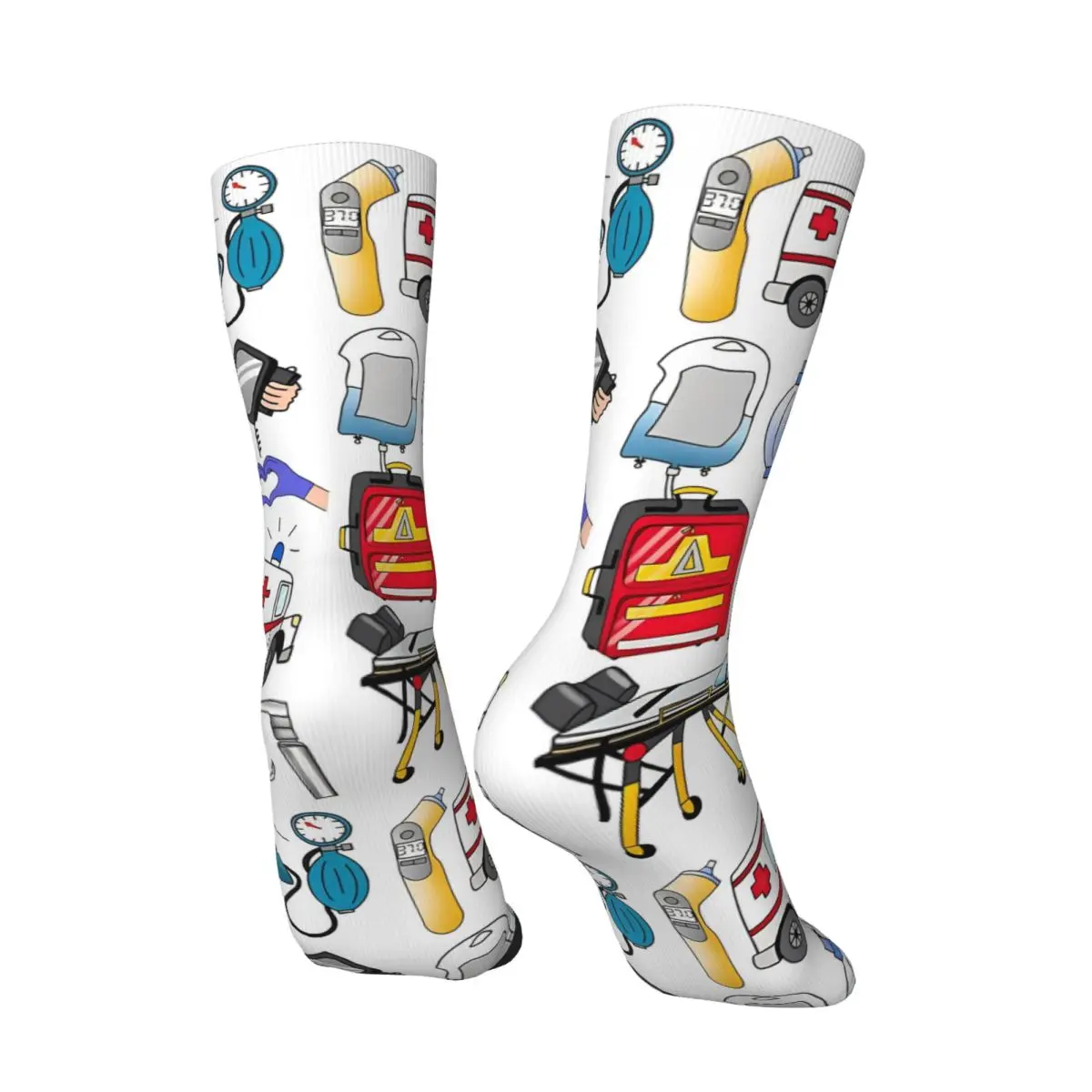 救急救命士医療テーマ漫画パターン靴下カジュアルストッキング冬抗汗ユニセックス男性靴下快適なサイクリング靴下