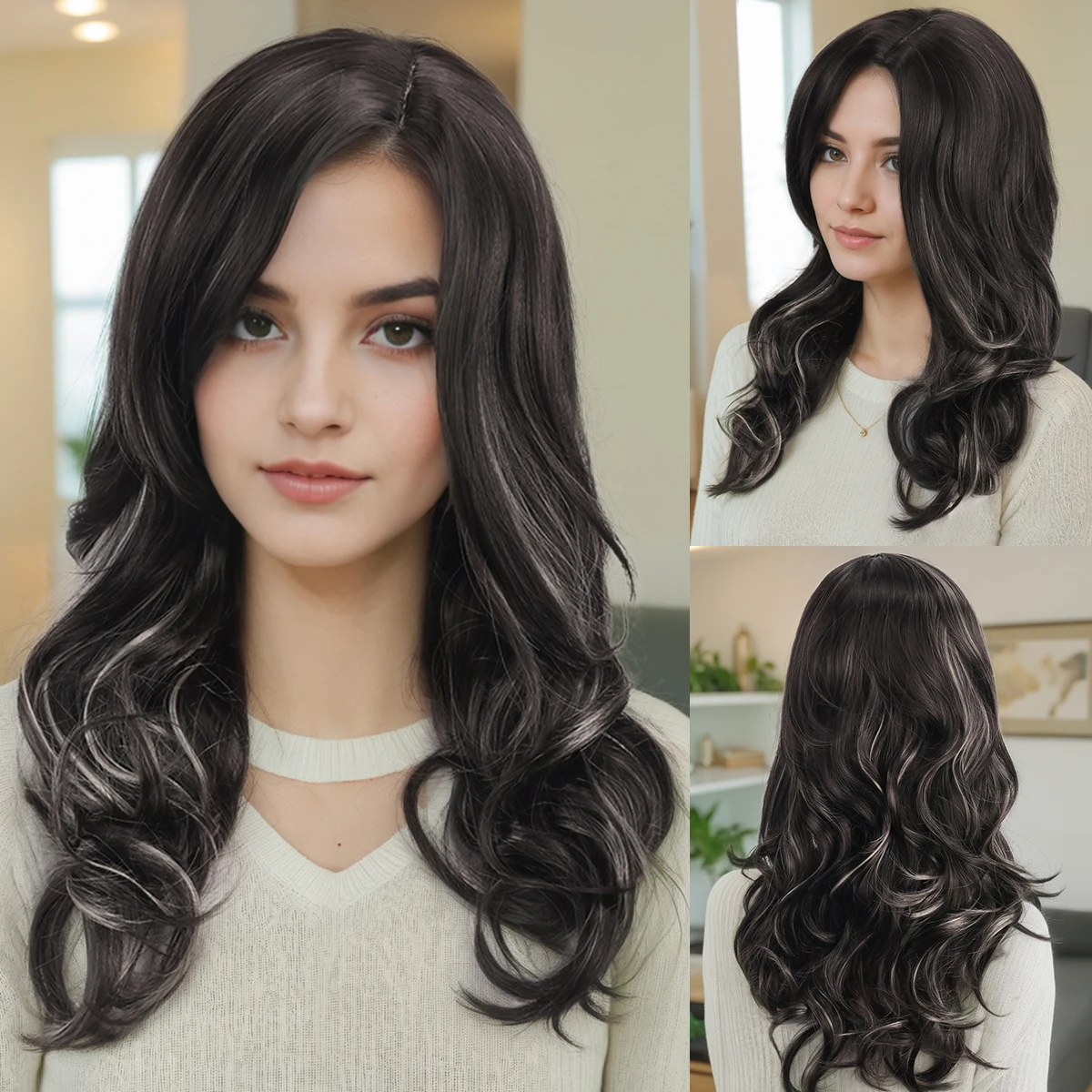 

Европейский и американский парик для внешней торговли, женский черный окрашенный пушистый вьющийся парик из синтетического волокна