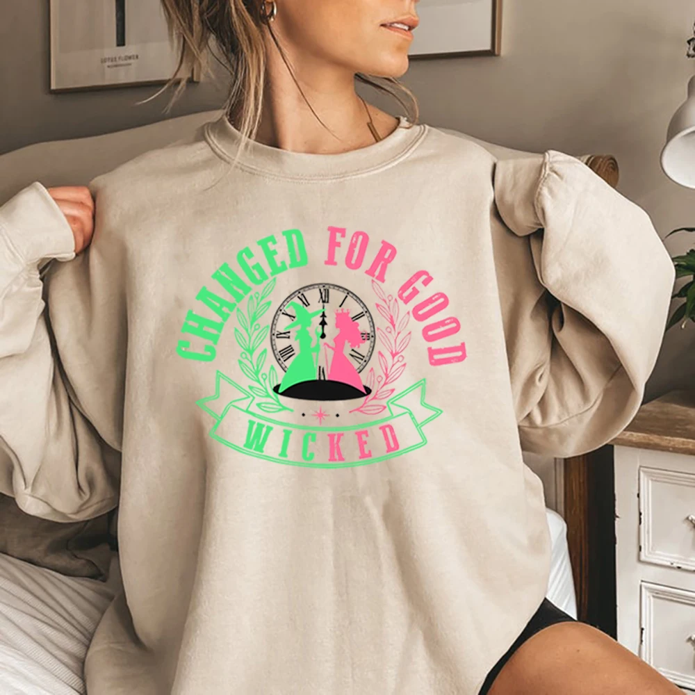 Changed for Good Sweatshirt Witch Pink and Green Shirt Wicked A New Musical Sweater Winter Clothes Women Aesthetic Sweatshirts