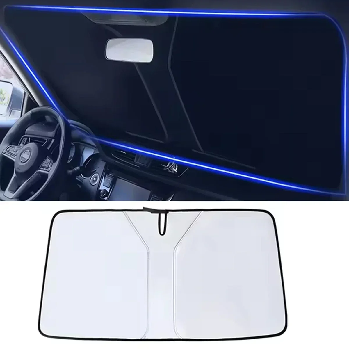 Car Windshield Sun Shade Cover Front Window Sun Visor Protection Foldable Car Curtains for Summer Cooling UV Refletive