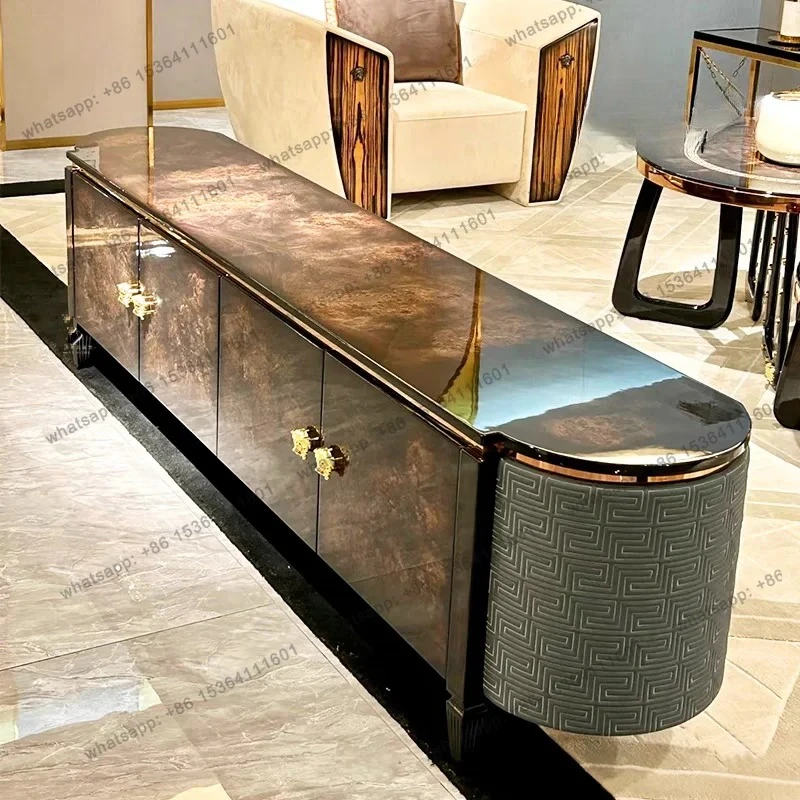 Italian light luxury tree tumor wood grain fan TV cabinet, entrance hall decoration dining side cabinet