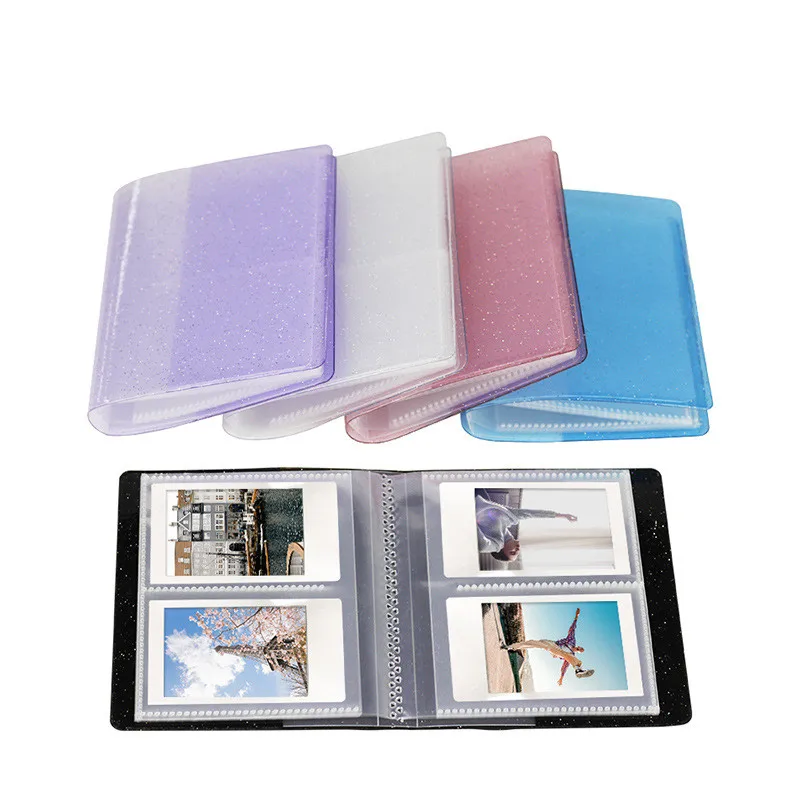 64 Túi Sách Album Cho Máy Ảnh Fujifilm Instax Instant Mini 11 9 8 7S 70 25 50S 90 Mini bộ Phim 3/4 Inch Giấy In Ảnh Phim Để Thẻ