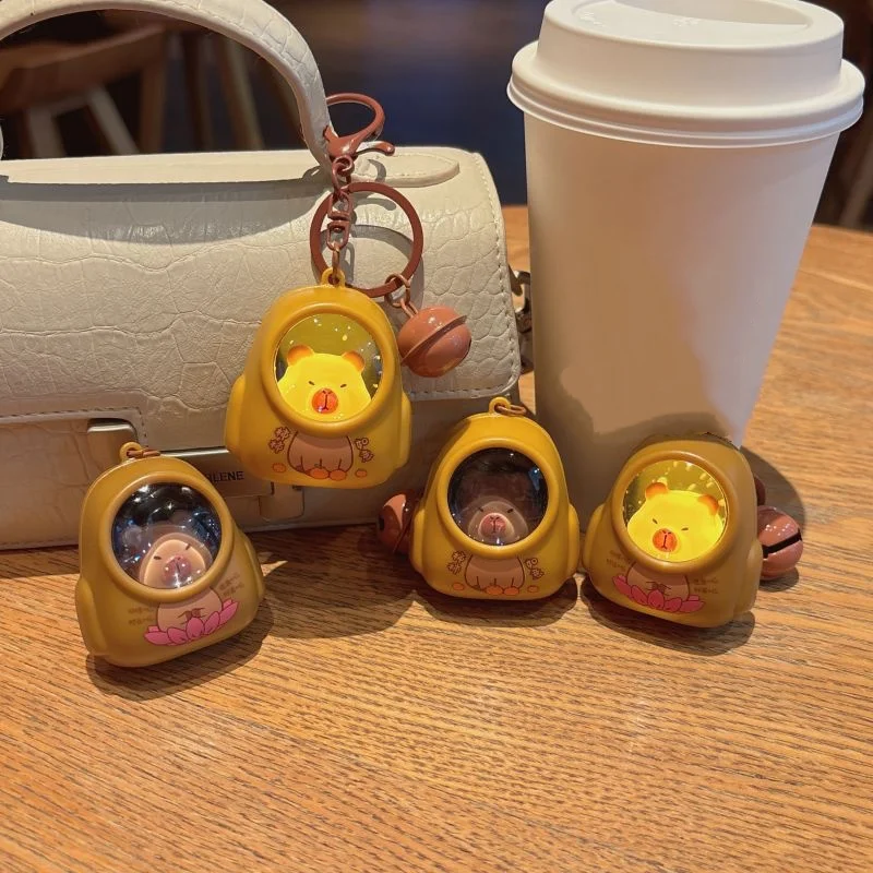 

Creative Capybara Luminous Keychain Cute Cartoon Space Capsule Bag Pendant Desktop Ornament Decoration Gift For Friends
