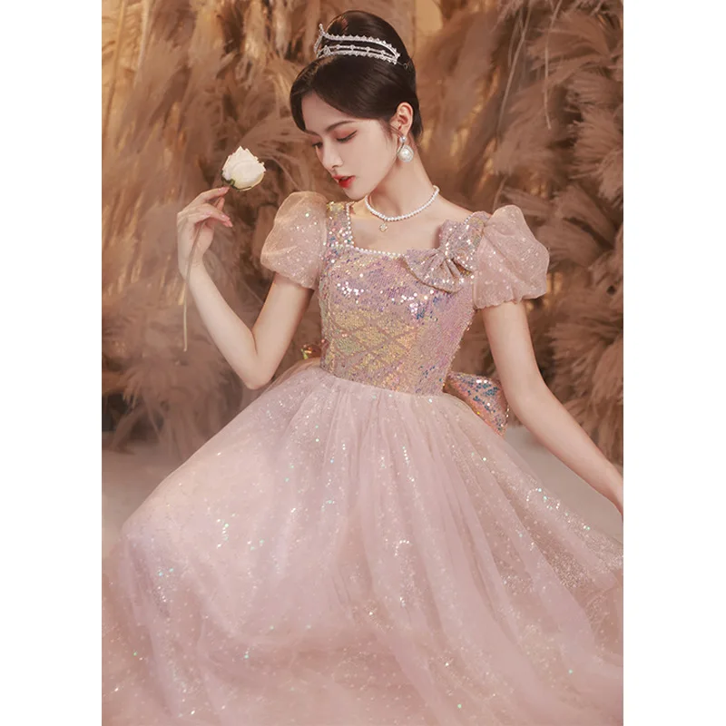 Musiker Kunst Prüfung Abendkleid für Frauen neues Temperament lange Stil Prinzessin Kleider weibliche exquisite Bankett Abendkleider