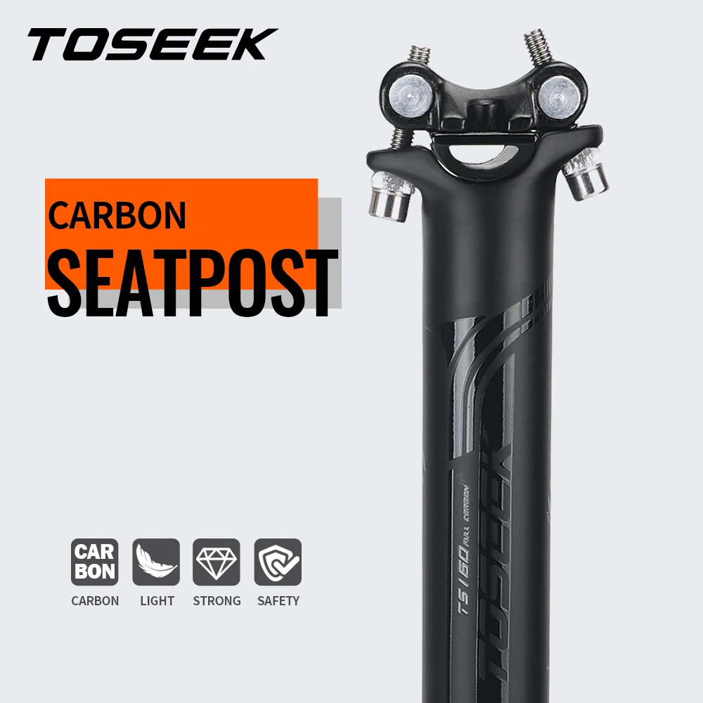 TOSEEK ZF-One Carbon Bicycle Seatpost 27.2/30.8/31.6mm Matte Black MTB/Road Bike Seat Post Length 280mm Seat Tube Bicycle Parts