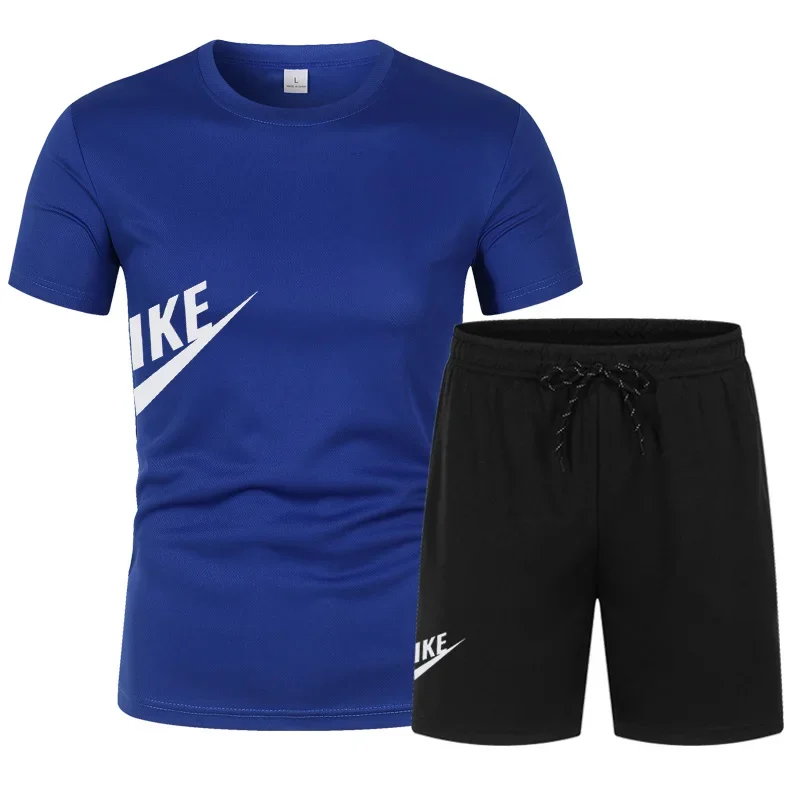 2026 Summer Men Crew Neck Short Sleeve T-Shirt Shorts 2 Piece Set Breathable Athletic Casual Fashion Sports Streetwear Outfit view 3