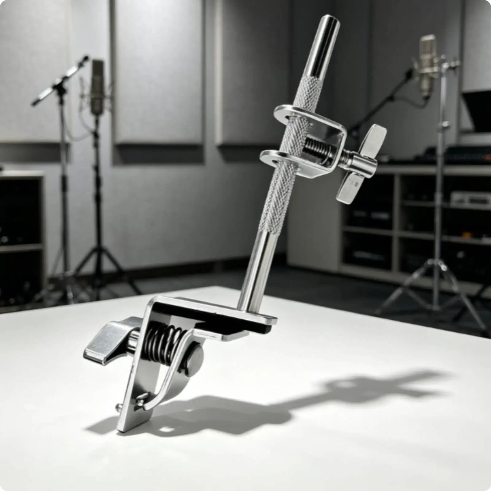 Metal Cowbell Mount for Bass Drum Bracket with Knurled Rod Anti Rotation Percussion Stand