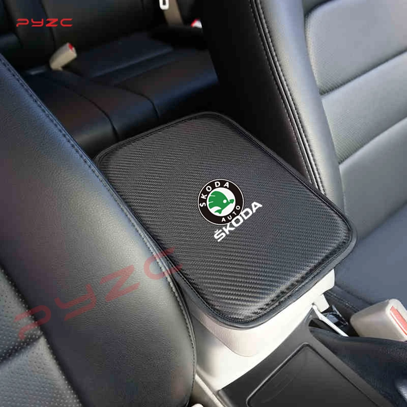 Carbon Fiber PU Leather Car Central Armrest Dust Proof Storage Box Cover Pad Voor Skoda Octavia A5 A4 Mk1 Fabia Uitstekende