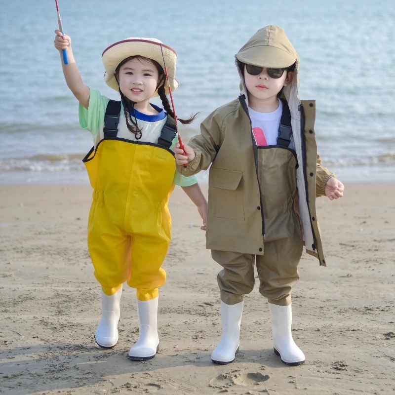 Kids PVC Fishing Waders Waterproof Waterplay Suit Unisex Durable Pants for Toddlers Beach Outdoor Fishing Daily Use 아동 방수복