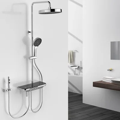 Brass Music Key Glowing Starry Sky Shower Head Set with Digital Display and Four Functions for Home Use Brass