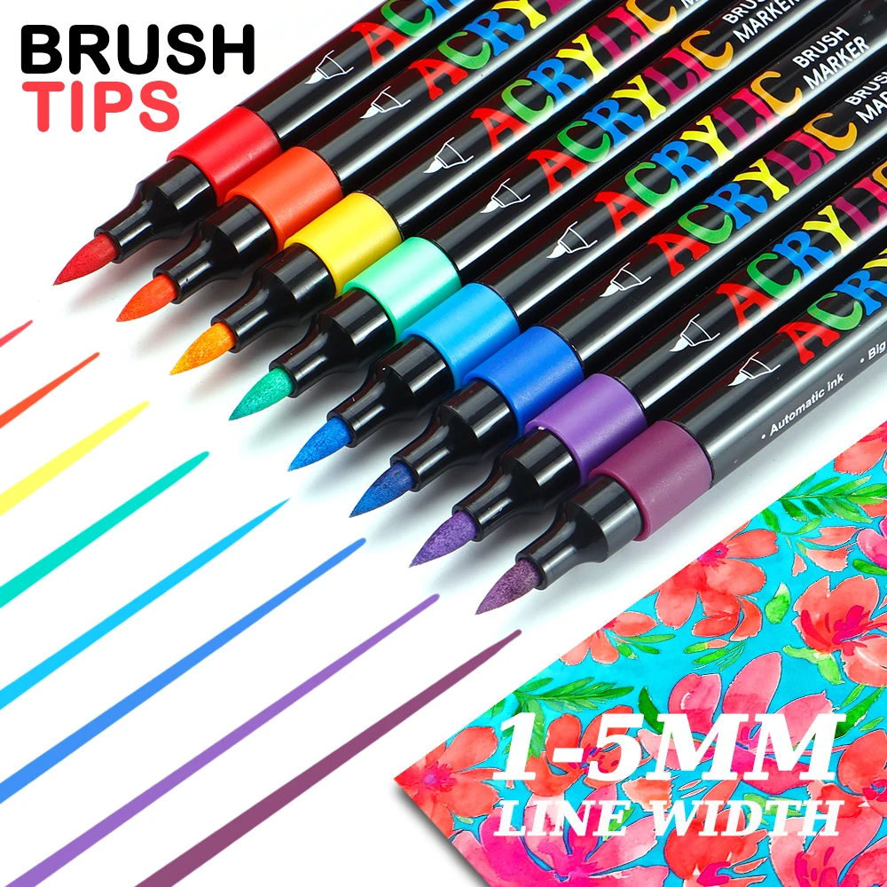 120/168 Colors Acrylic Marker Pens Brush Pen Tips Comfortable Handing For Painting Drawing Cap Stone Creative DIY Art Supplies