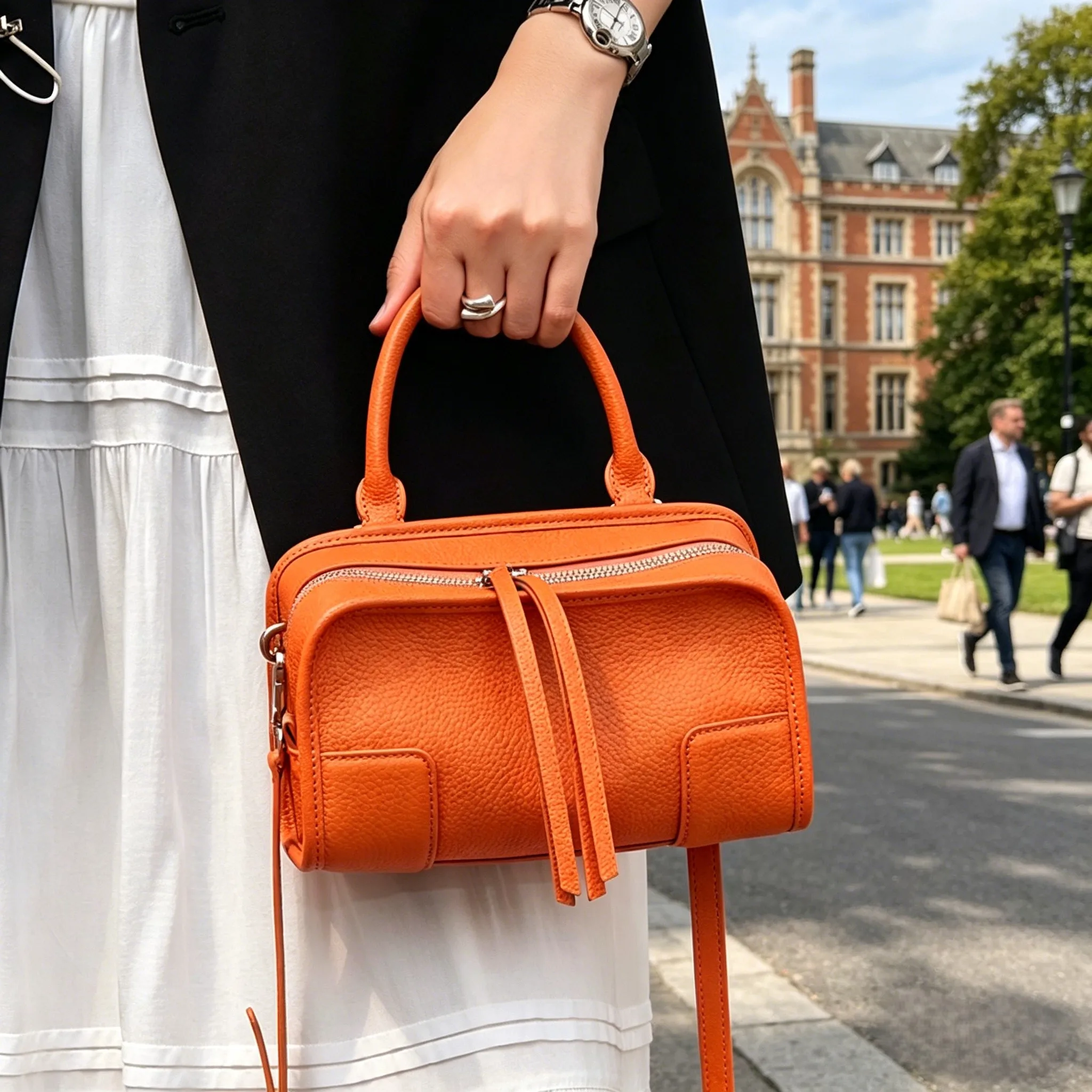 Genuine Cowhide Leather Mini Crossbody Bag for Women Top Handle Boston Bag with Zipper Closure Luxury Designer Messenger bags