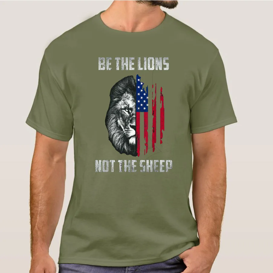 All Cotton Casual Tee Be The Lion Not The Sheep Patriotic Lion American Patriot T-Shirt  For Men X-3XL