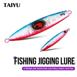 TAIYU Sea Fishing Jigs Lure 40g Metal Jigging Lures 3D Eyes Sinking Wobblers Laser Painted Artificial Hard Bait Fishing Tackle