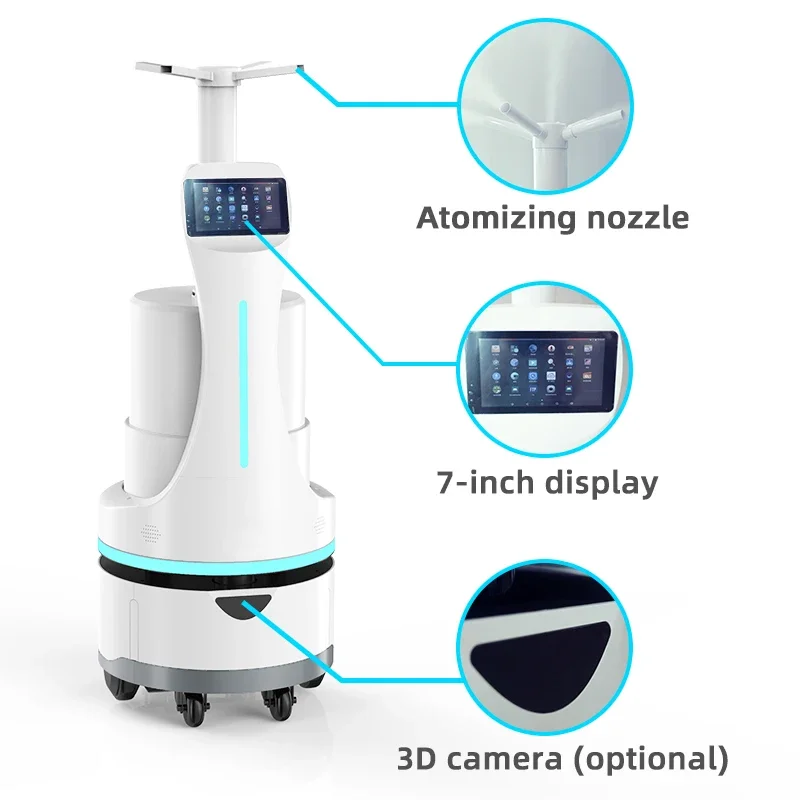 Spray Sterilize Robot Atomizer Remote Controlling Smart Atomizing Automatic Navigation Disinfecting Robot For Hospital
