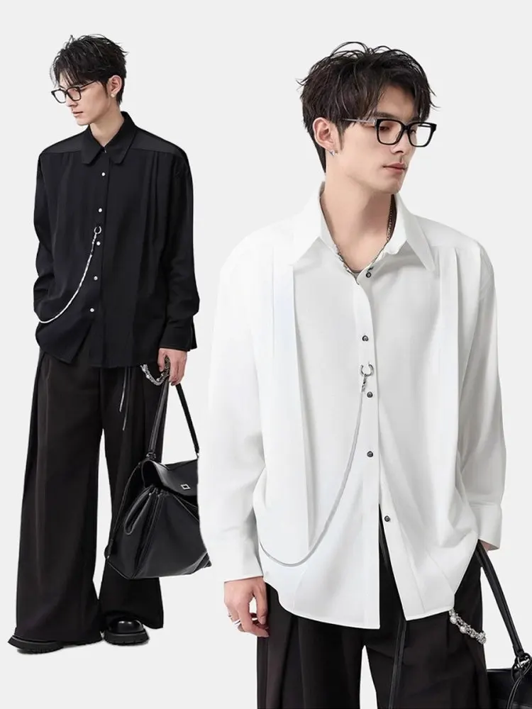 

Loose Long Sve Men's irt Xining Tian Chain Pure Color Polyester Fiber No Brand Registered Trademark Casual Sle Spring ...