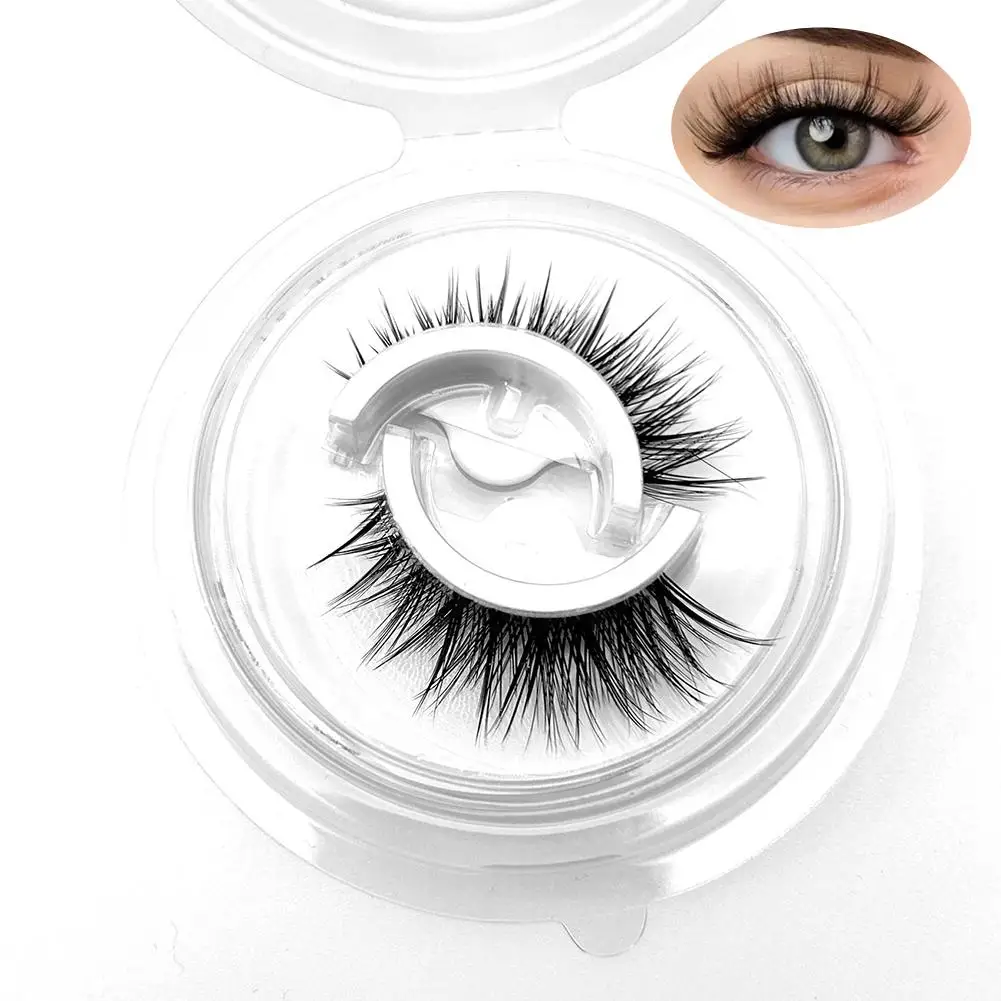 1 paire de faux cils auto-adhésifs réutilisables, bande complète sans colle, Extension de secondes de cils à 3 vêtements, fourniture de cils S5B1