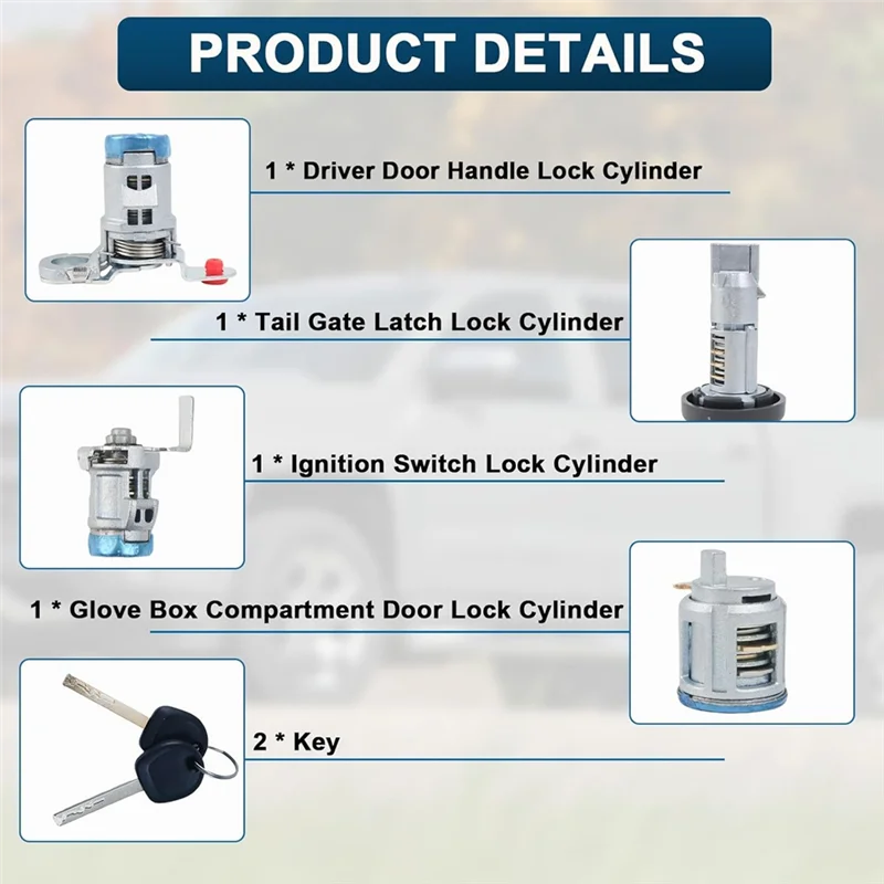 

For Silverado GMC Sierra Door Handle/Tailgate Latch/Ignition Lock Cylinder Switch Set 13590041 84668679